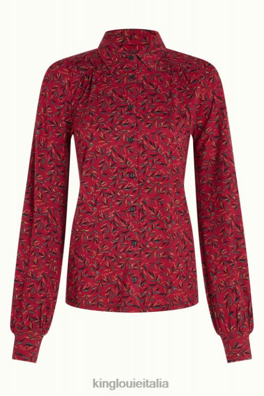 donne King Louie Rosso ciliegia carina camicetta vini abbigliamento 0L484111