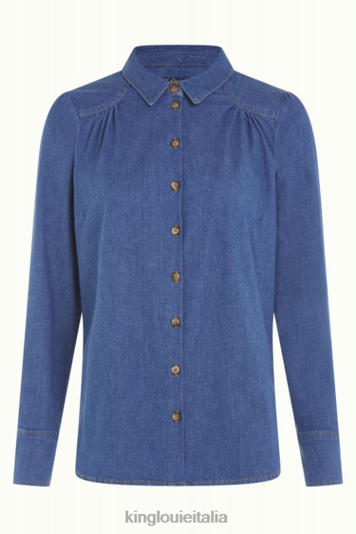 donne King Louie blu denim camicetta carina in chambray abbigliamento 0L484127