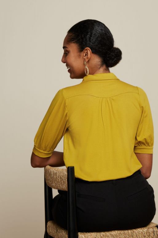 donne King Louie giallo primaverile camicetta carina ecovero light abbigliamento 0L484137