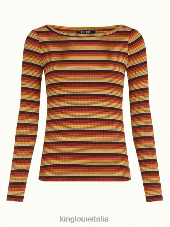 donne King Louie arancia mango giglio top vanna striscia abbigliamento 0L48444