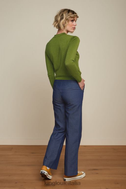 donne King Louie caprifoglio verde top polo con volant lapislazzuli abbigliamento 0L48468