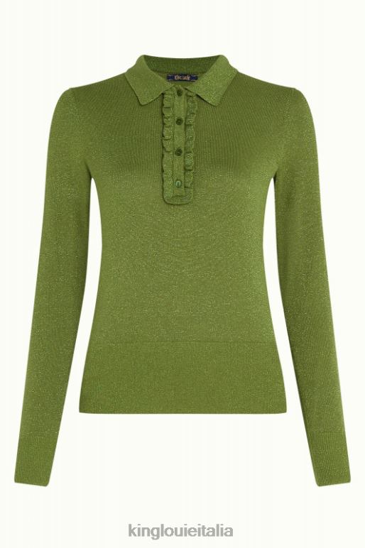 donne King Louie caprifoglio verde top polo con volant lapislazzuli abbigliamento 0L48468