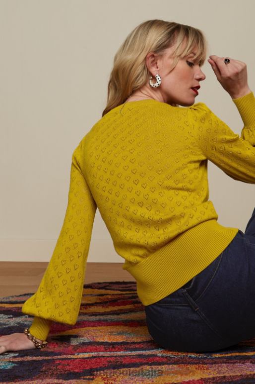 donne King Louie giallo curry bella manica a campana top cuore aperto abbigliamento 0L48486