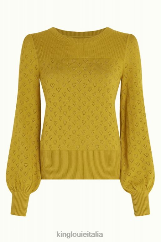 donne King Louie giallo curry bella manica a campana top cuore aperto abbigliamento 0L48486