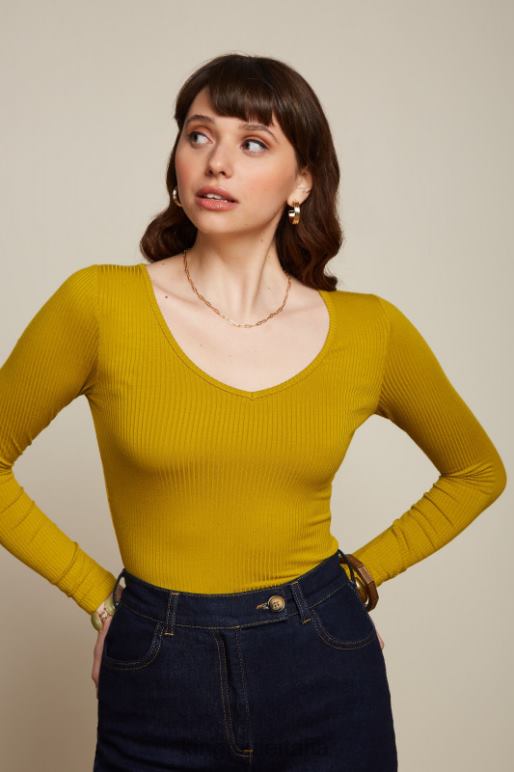 donne King Louie giallo curry carice v top uni rib abbigliamento 0L48450