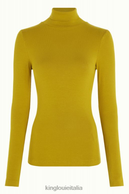 donne King Louie giallo curry top a collo alto a coste unite abbigliamento 0L48446