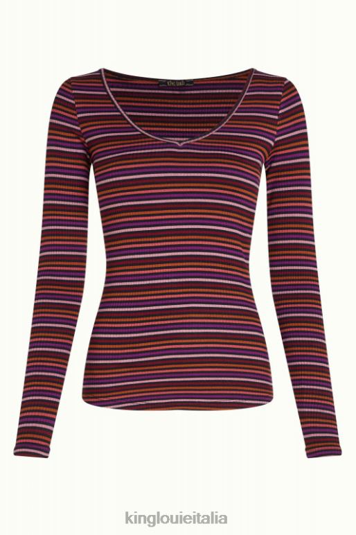 donne King Louie mesa rosa carice v striscia rolla superiore abbigliamento 0L48454