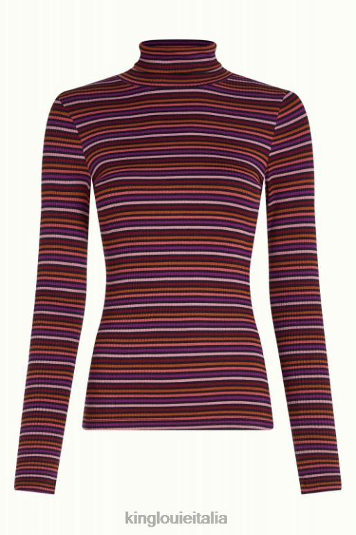 donne King Louie mesa rosa top con collo alto e riga rolla abbigliamento 0L48456