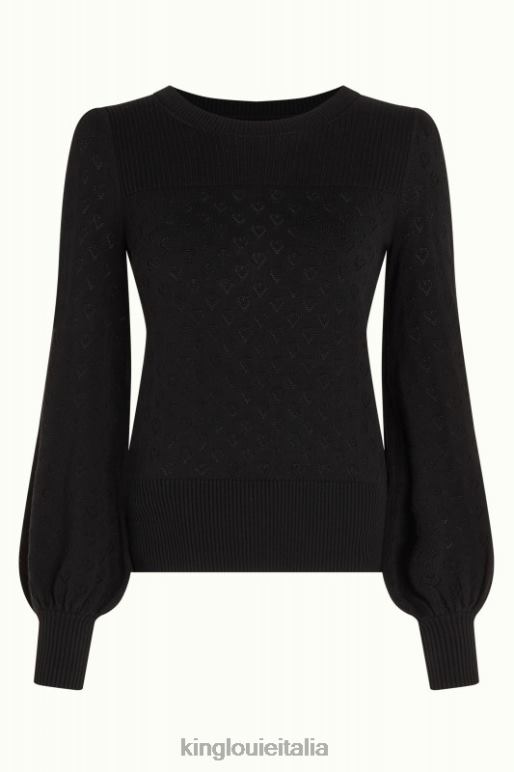 donne King Louie nero bella manica a campana top cuore aperto abbigliamento 0L48487