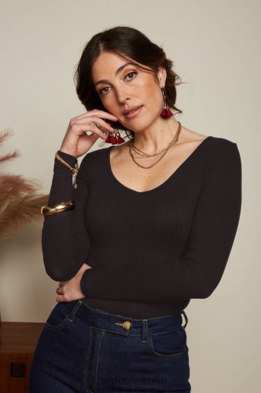 donne King Louie nero carice v top uni rib abbigliamento 0L48452