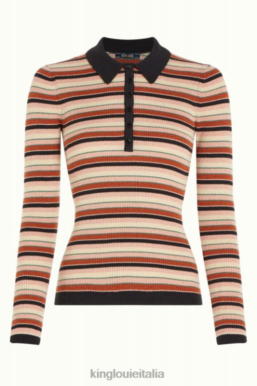 donne King Louie nero polo a coste con righe lapislazzuli abbigliamento 0L48462