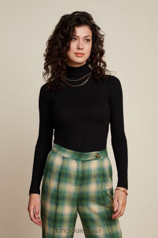 donne King Louie nero top a collo alto a coste unite abbigliamento 0L484103