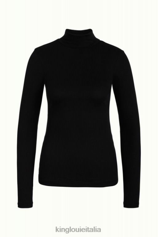 donne King Louie nero top a collo alto a coste unite abbigliamento 0L484103