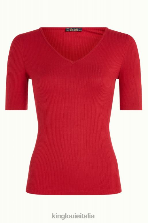 donne King Louie rosso rubino carice v top uni rib abbigliamento 0L484100