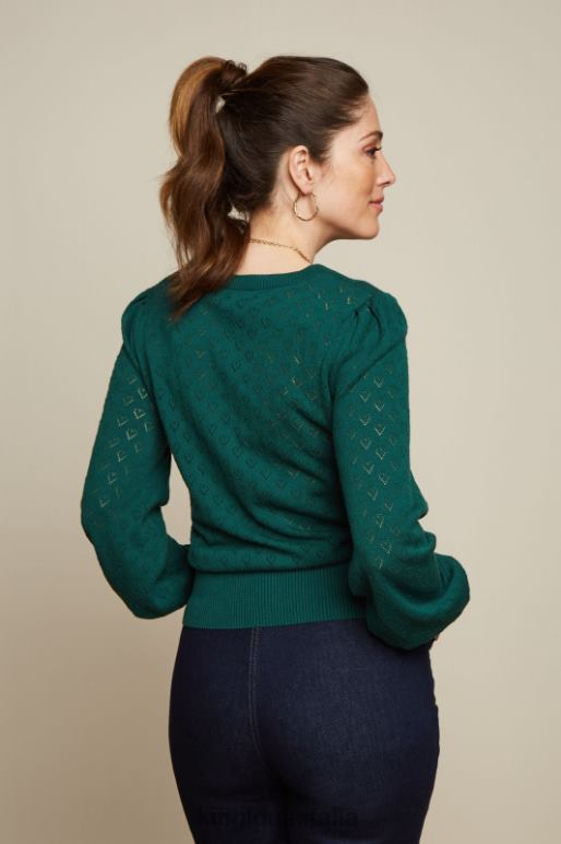 donne King Louie verde libellula bella manica a campana top cuore aperto abbigliamento 0L48488