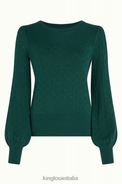 donne King Louie verde libellula bella manica a campana top cuore aperto abbigliamento 0L48488