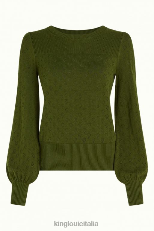 donne King Louie verde oliva bella manica a campana top cuore aperto abbigliamento 0L48490