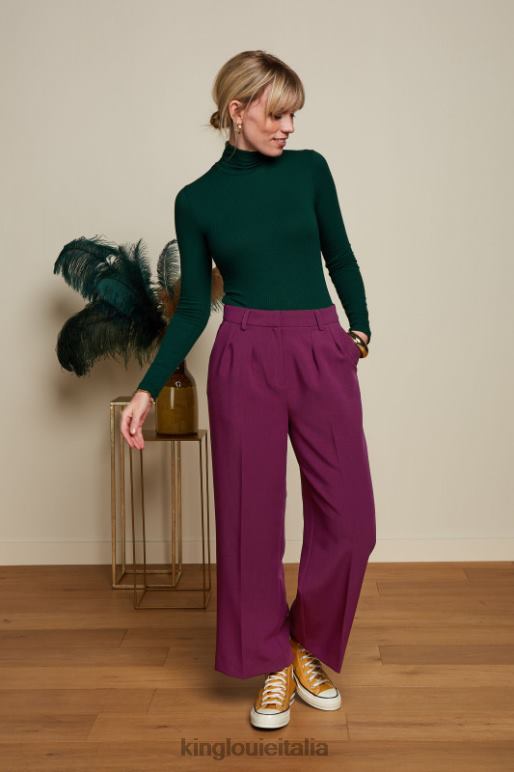 donne King Louie verde pino top a collo alto a coste unite abbigliamento 0L48447