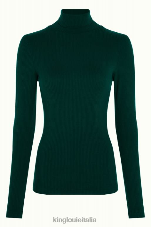 donne King Louie verde pino top a collo alto a coste unite abbigliamento 0L48447