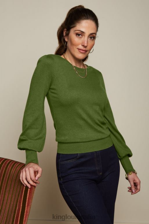 donne King Louie verde posato maya top bozzolo abbigliamento 0L48475