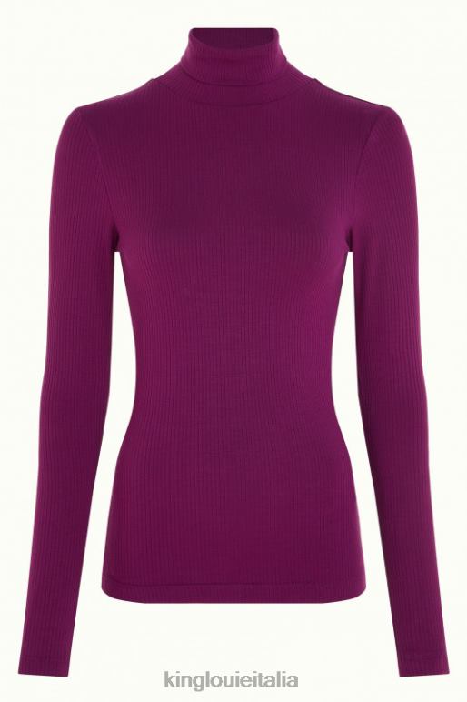 donne King Louie viola caspia top a collo alto a coste unite abbigliamento 0L48448