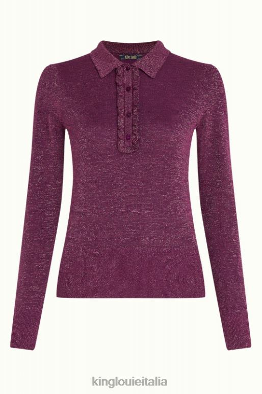 donne King Louie viola caspia top polo con volant lapislazzuli abbigliamento 0L48466