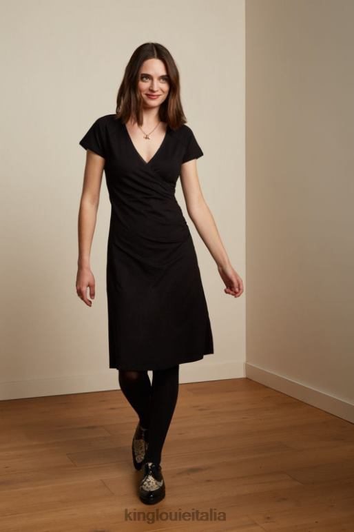 donne King Louie nero abito incrociato ecovero classico abbigliamento 0L48432