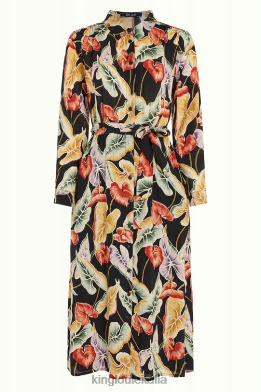 donne King Louie nero abito midi oliva marmora abbigliamento 0L48429